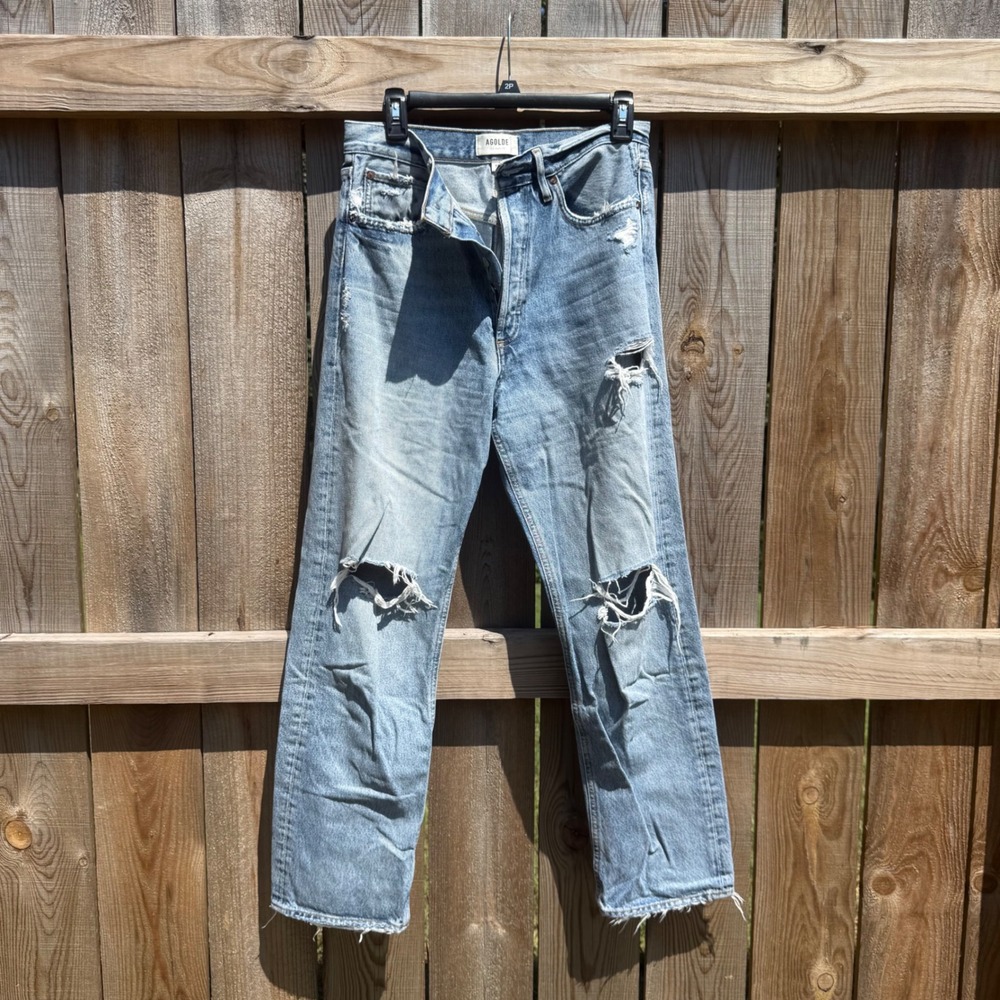 AGOLDE 90's Jean Light Wash Distressed Straight Leg Denim A069D-1206 Size 27